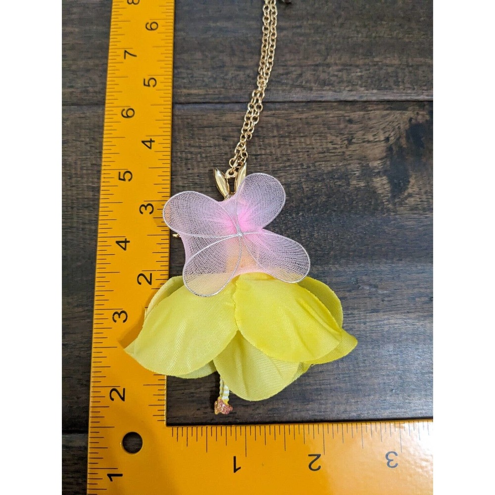 Betsey Johnson FAIRY BUNNY Gold Tone Faux Pearls & CZ Crystals Long Necklace NEW - Picture 7 of 9